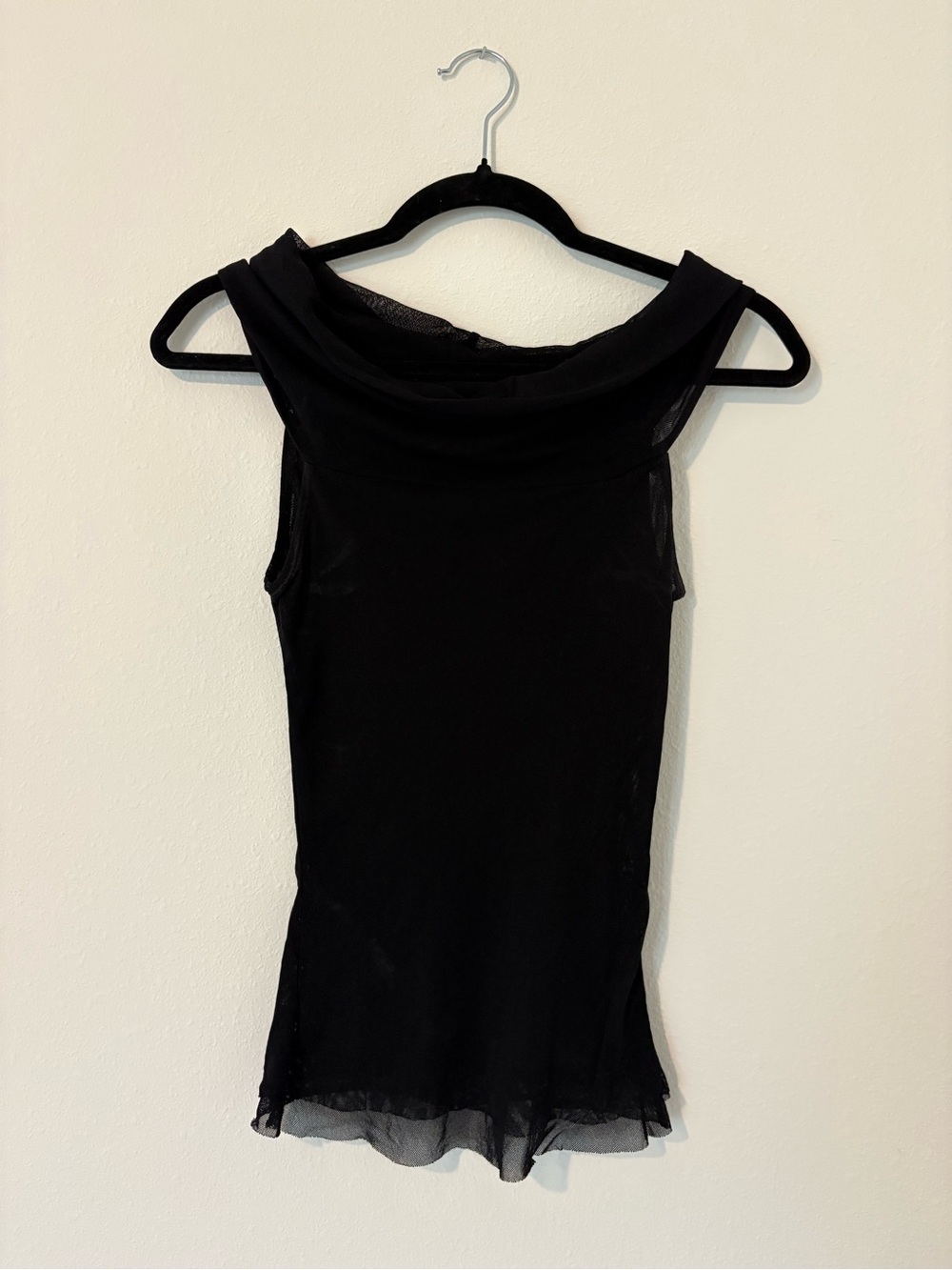 Black Off-Shoulder Mesh Women's Top